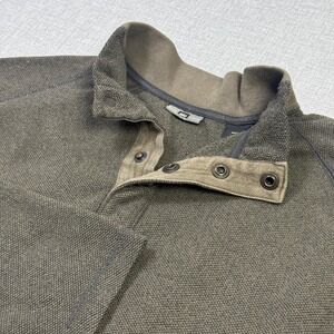 REI Waffle-Knit Sweater Pullover Mens Large Green Mock Neck Heavyweight Lined